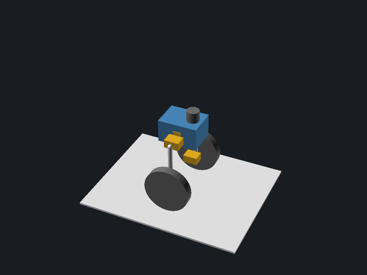 Wheeled bipedal balancer layout, view 1
